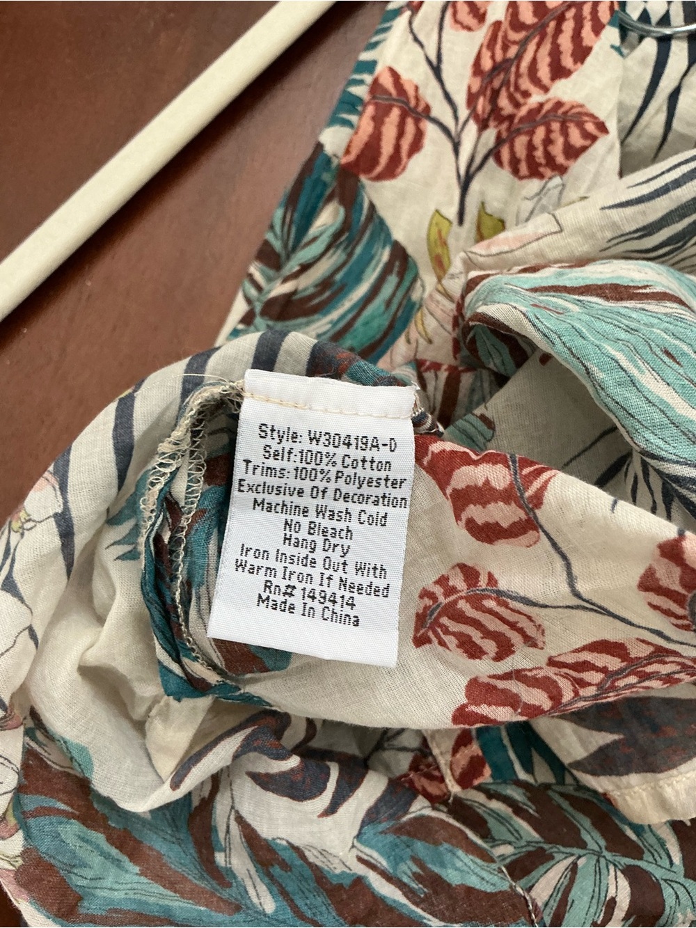 Johnny Was Ivory Tropical Print Short Dress with Teal & Rust Accents Size Large - Picture 6 of 9